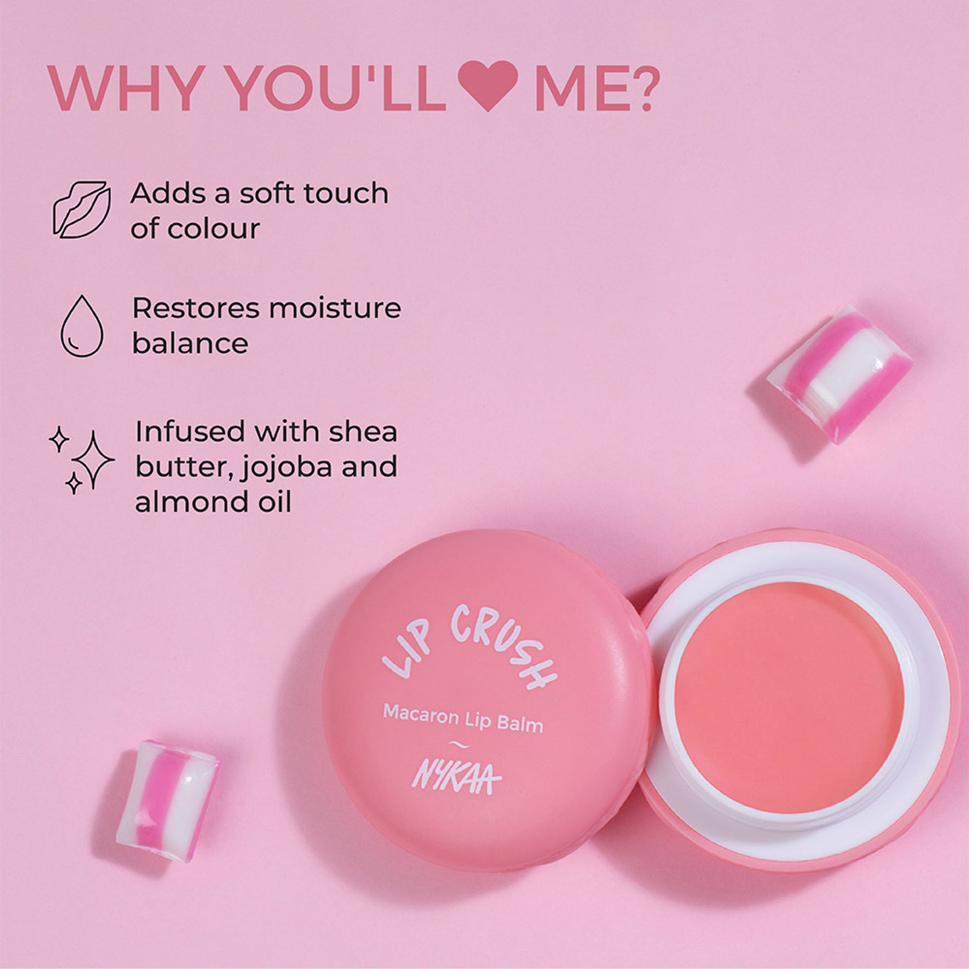 Nykaa Cosmetics Lip Crush Macaron Lip Balm - Strawberry 06