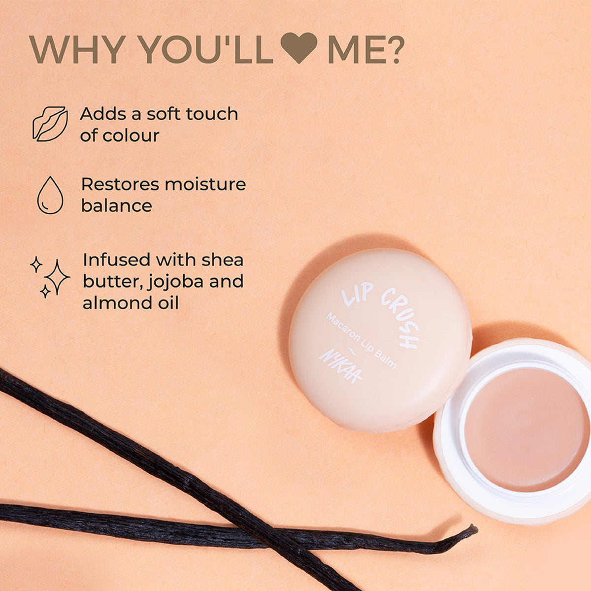 Nykaa Cosmetics Lip Crush Macaron Lip Balm - Vanilla 07