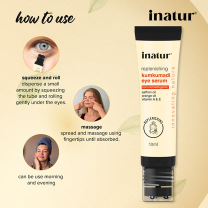 inatur Kumkumadi Under Eye Serum, with Saffron, Vitamin A& E, for Dark Circles, Puffiness