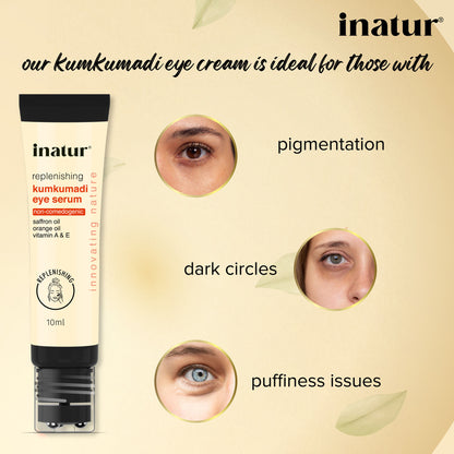 inatur Kumkumadi Under Eye Serum, with Saffron, Vitamin A& E, for Dark Circles, Puffiness