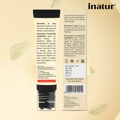 inatur Kumkumadi Under Eye Serum, with Saffron, Vitamin A& E, for Dark Circles, Puffiness