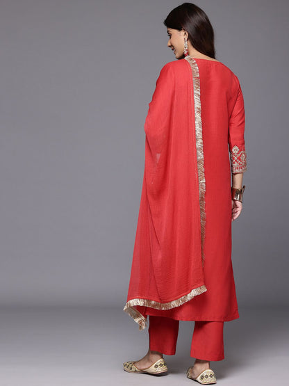 Dhiyona VA Women's Ethnic Motifs Embroidered Kurta with Palazzos & With Dupatta