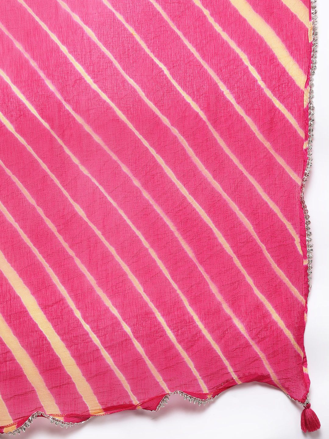 Indyancart VA Women's Leheriya Printed Kurta with Trousers & With Dupatta