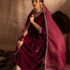 Indyancart IE Women Empire Thread Work Velvet Kurta with Trousers & With Dupatta