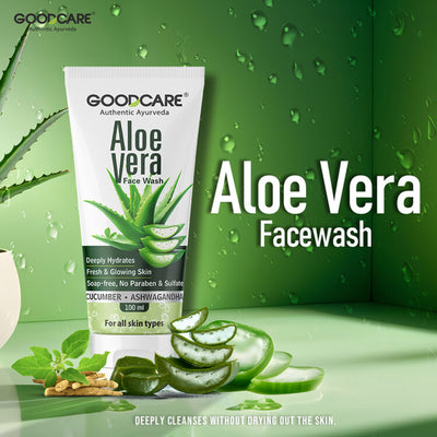 GOODCARE Ayurvedic Aloe Vera Face Wash with Cucumber gently cleanses, hydrates and fights acne