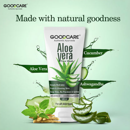 GOODCARE Ayurvedic Aloe Vera Face Wash with Cucumber gently cleanses, hydrates and fights acne