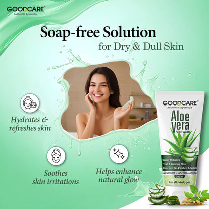 GOODCARE Ayurvedic Aloe Vera Face Wash with Cucumber gently cleanses, hydrates and fights acne