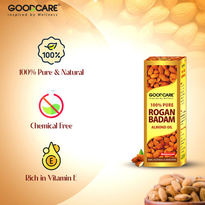 GOODCARE Rogan Badam Oil Pure Ayurvedic Almond Oil for Hair Growth and Glowing Skin