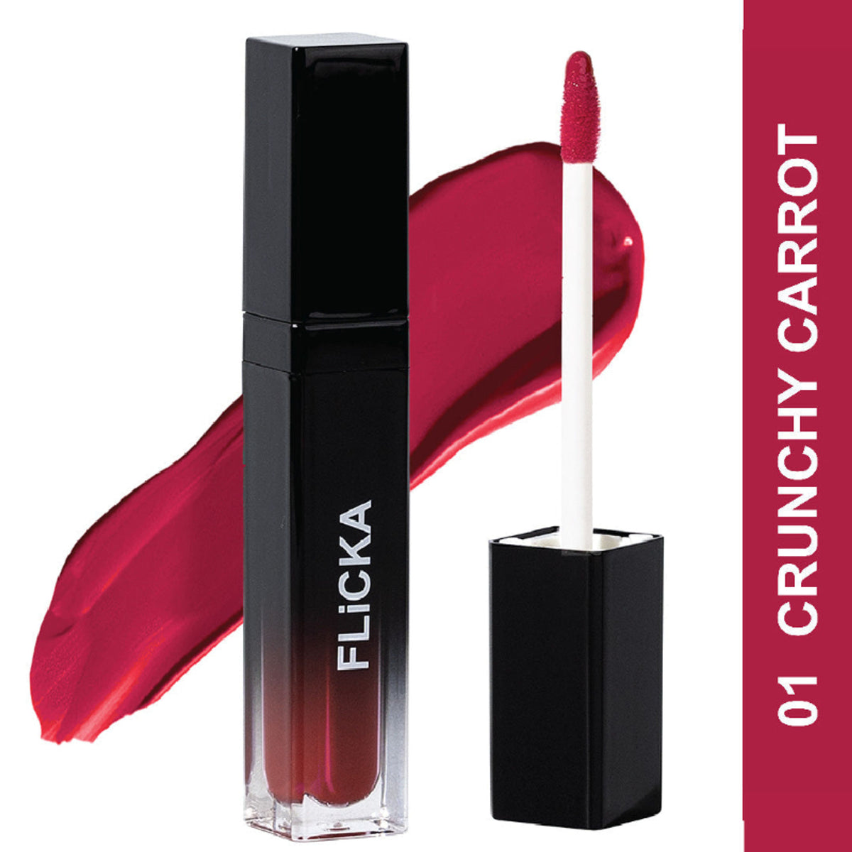 FLiCKA Flicka Set with Attack Liquid Lipstick in 01 Crunchy Carrot, waterproof and smudge-proof long-lasting lip color.