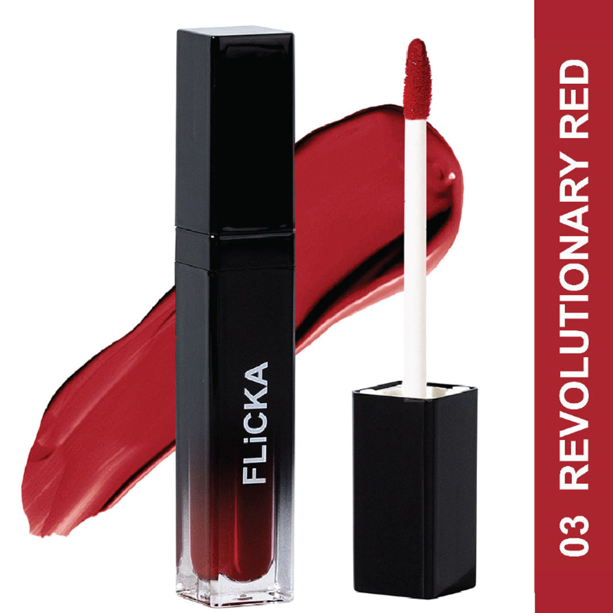 FLiCKA Flicka Set with Attack Liquid Lipstick in Revolutionary Red, waterproof and smudgeproof, long-lasting lip color.