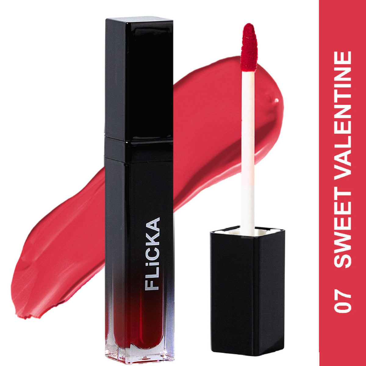 FLiCKA Flicka Set with Attack Liquid Lipstick in 07 Sweet Valentine, waterproof and smudge-proof long-lasting lipstick.