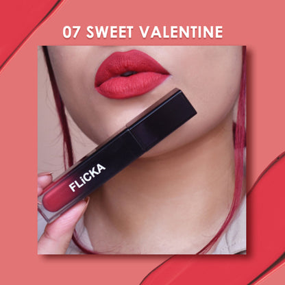 FLiCKA Flicka Set with Attack Liquid Lipstick in shade 07 Sweet Valentine, waterproof, smudge-proof, long-lasting lipstick.