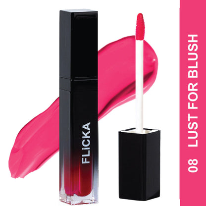 Flicka Set & Attack Liquid Lipstick Waterproof & Smudgeproof Long Lasting - 08 Lust For Blush