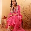 Dhiyona VA Women'sEthnic Motifs Embroidered Sequinned Chanderi Silk Kurta with Trousers And Dupatta