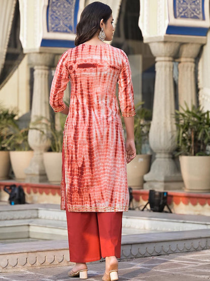 Indyancart VA Women'sAbstract Printed Regular Pure Cotton Kurta with Palazzos & Dupatta