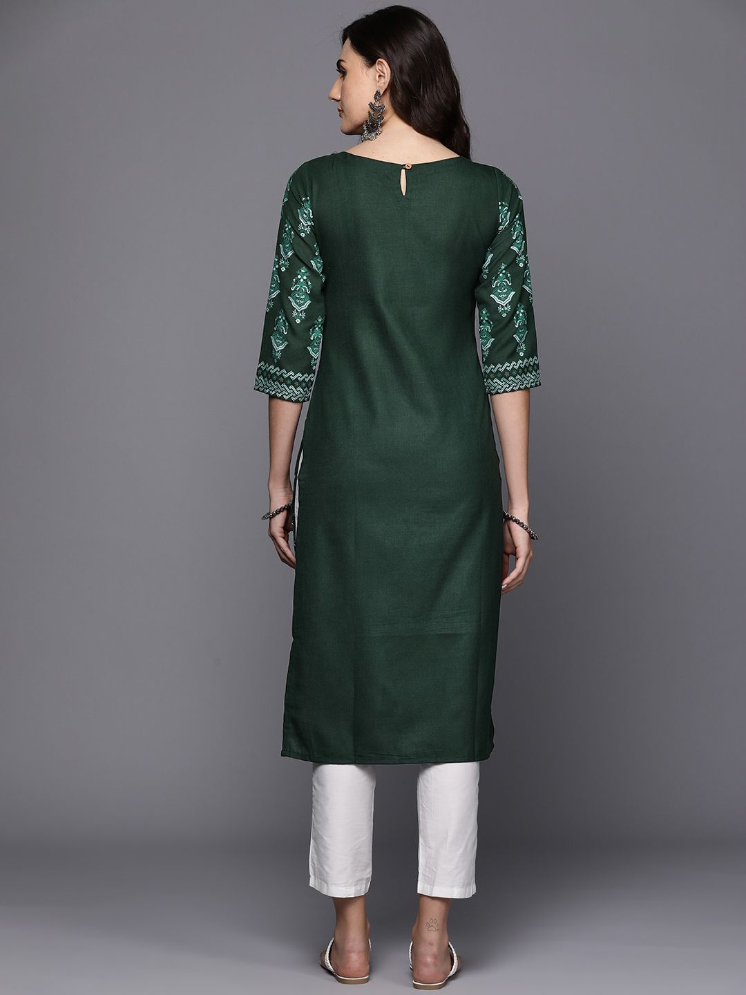 Indyancart IE Pack of 2 Ethnic Motifs Foil Print Straight Kurta