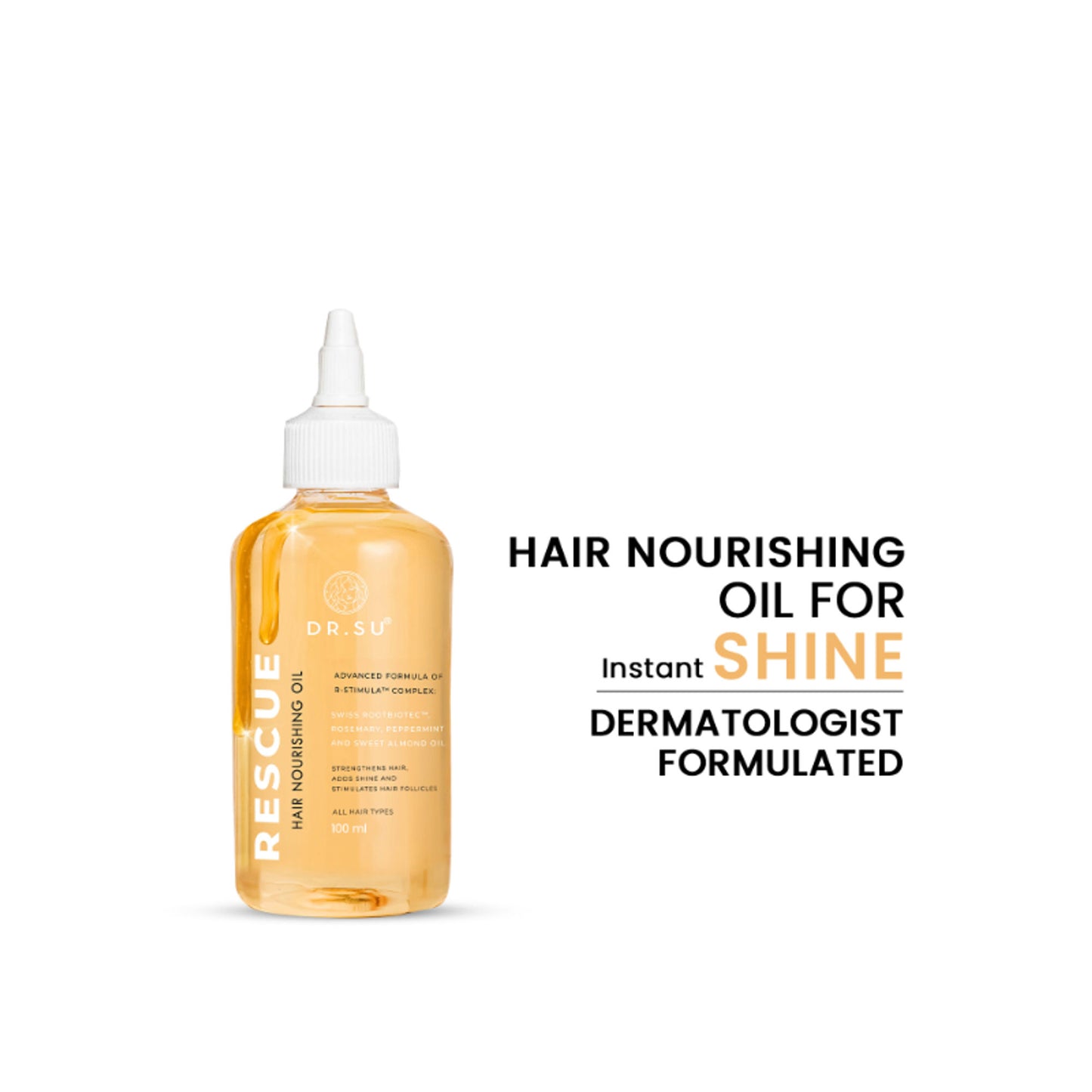 Dr. Su Rescue Hair Nourishing Oil For Instant Shine Rosemary, Peppermint, Sweet Almonds