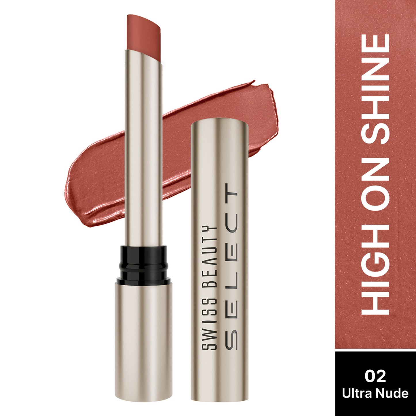 Swiss Beauty Select High On Shine Lipstick - 2 Ultra Nude