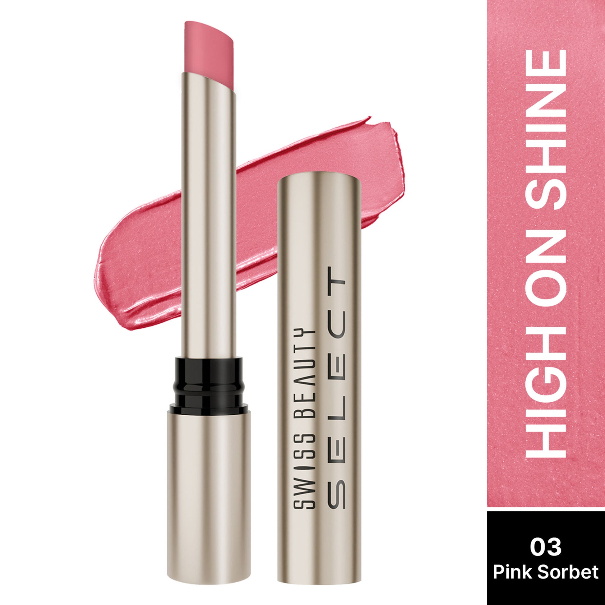 Swiss Beauty Select High On Shine Lipstick - 3 Pink Sorbet