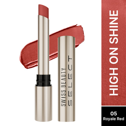 Swiss Beauty Select High On Shine Lipstick - 5 Royale Red