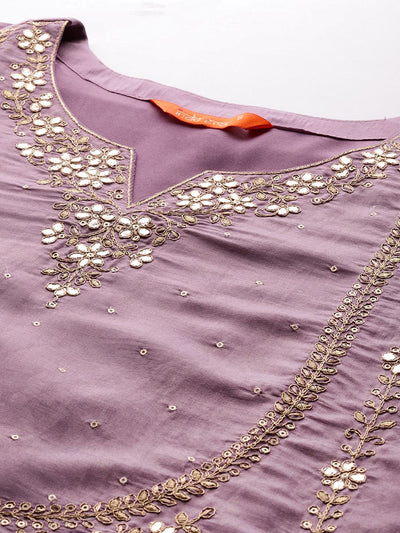 Indyancart IE Embroidered Gotta Patti Kurta with Trousers & Dupatta