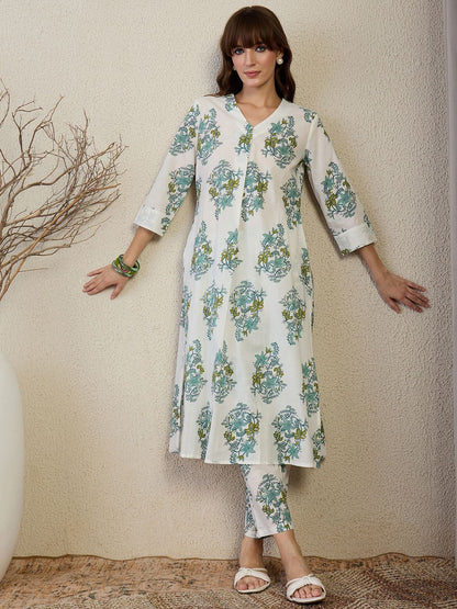 Dhiyona IE Printed Pure Cotton Top With Trousers Co-Ords