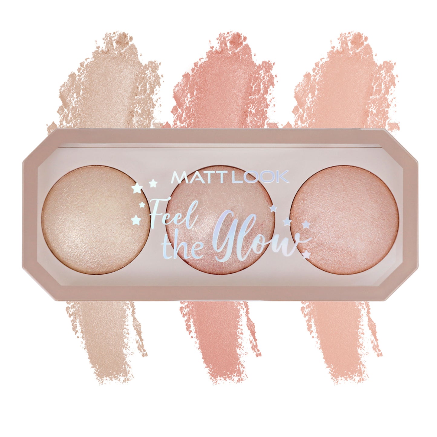 Matt look Feel The Glow Baked Shimmer Highlighter Trio Palette - 03 Super Vibes