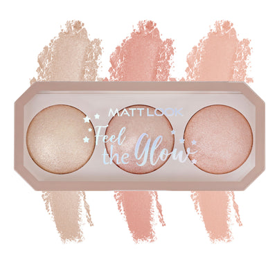 Matt look Feel The Glow Baked Shimmer Highlighter Trio Palette - 03 Super Vibes