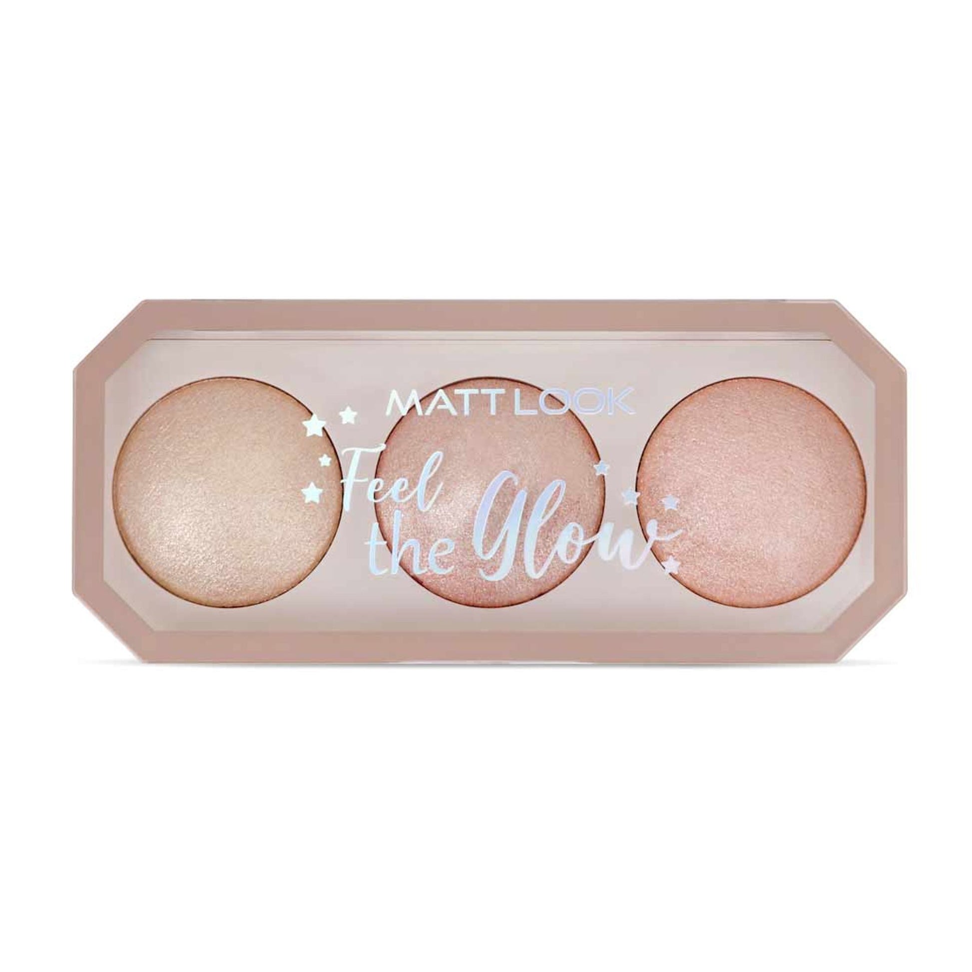 Matt look Feel The Glow Baked Shimmer Highlighter Trio Palette - 03 Super Vibes