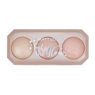 Matt look Feel The Glow Baked Shimmer Highlighter Trio Palette - 03 Super Vibes