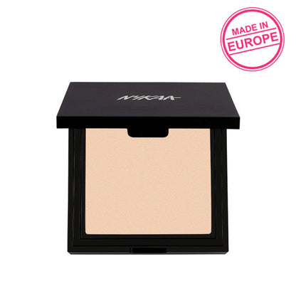 Nykaa Cosmetics SKINgenius Hydrating Matte Powder Compact in Natural Ivory 01, showing the compact with open lid and pressed powder inside