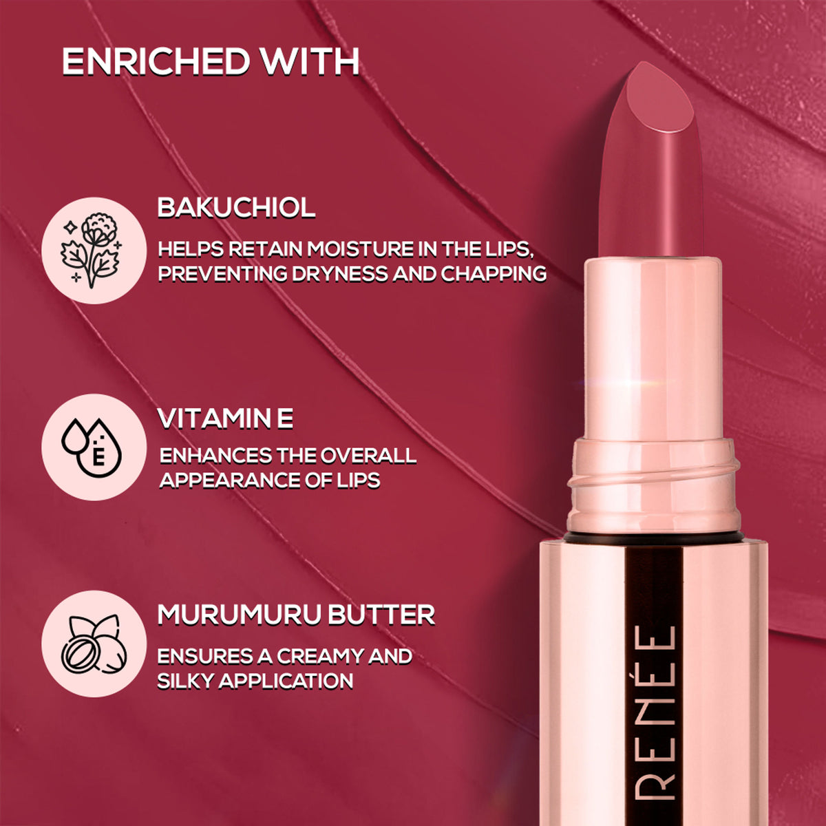 Renee Cosmetics Everstay Transfer - Proof Matte Lipstick - Maroon Siren