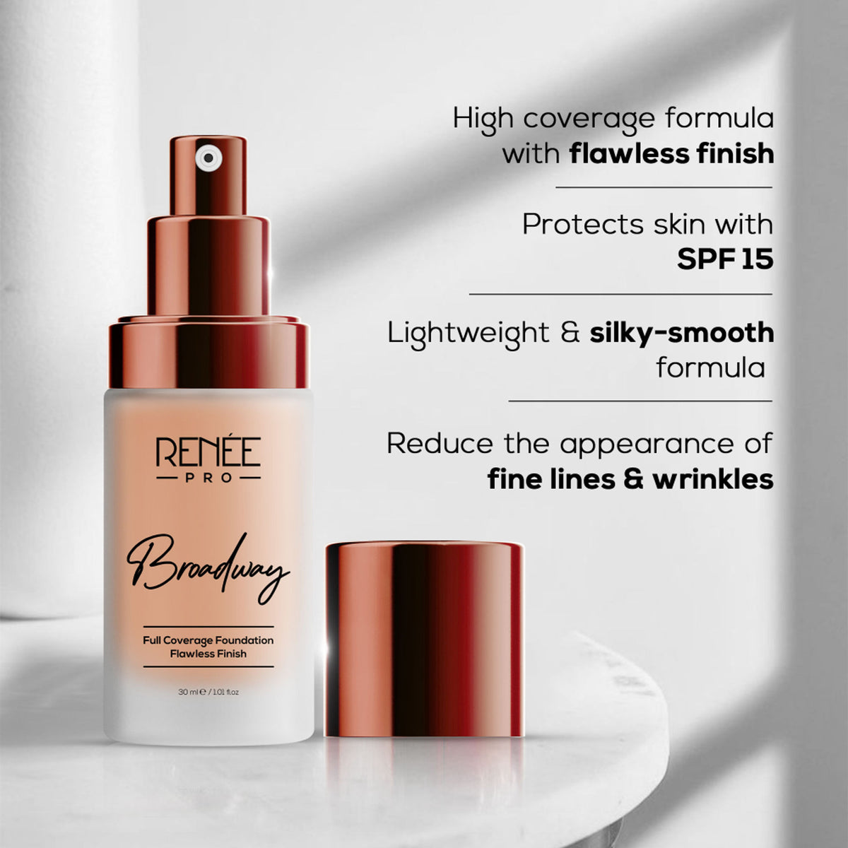 Renee Cosmetics Pro Broadway Liquid Full Coverage Foundation - 02 Radiance