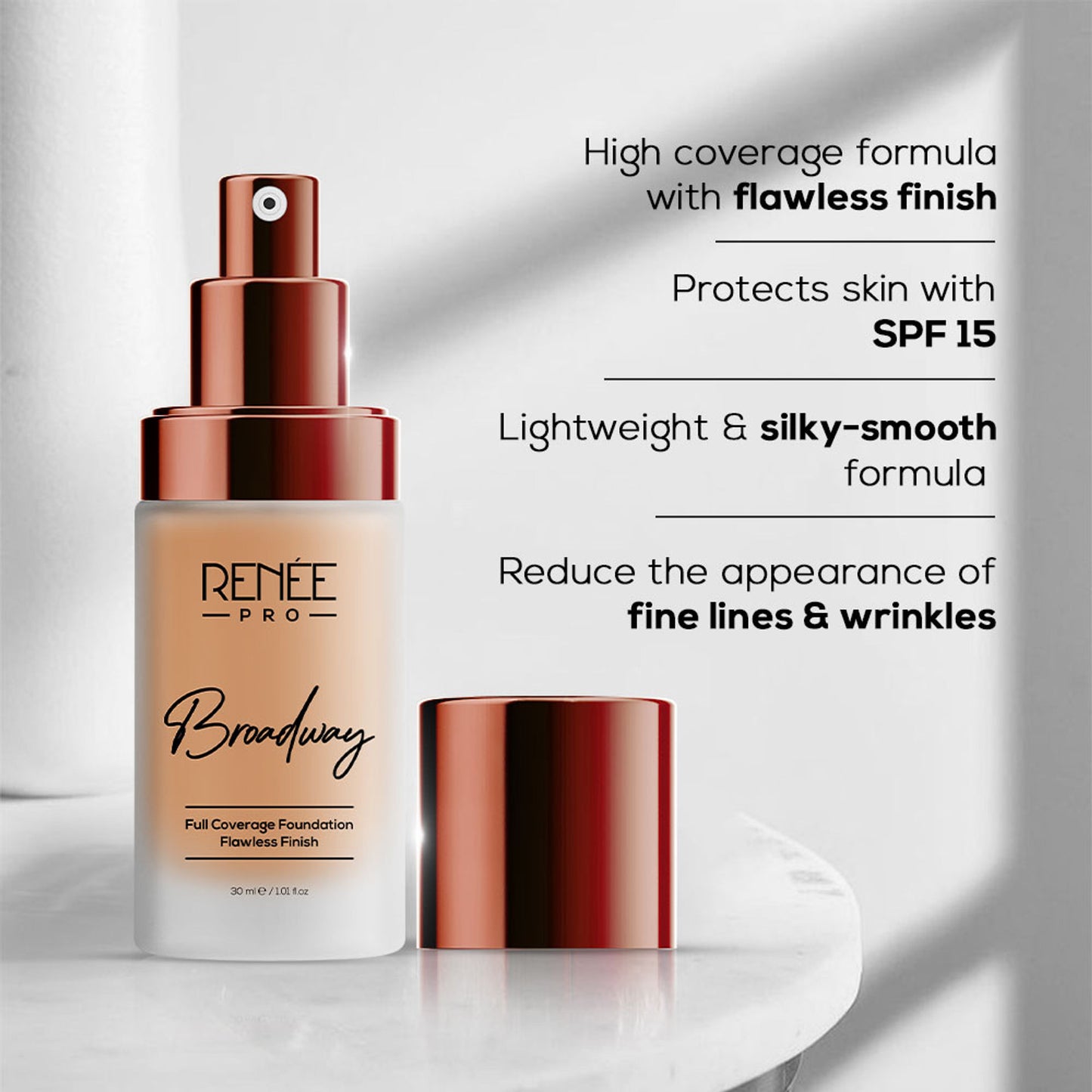 Renee Cosmetics Pro Broadway Liquid Full Coverage Foundation - 06 Miracle