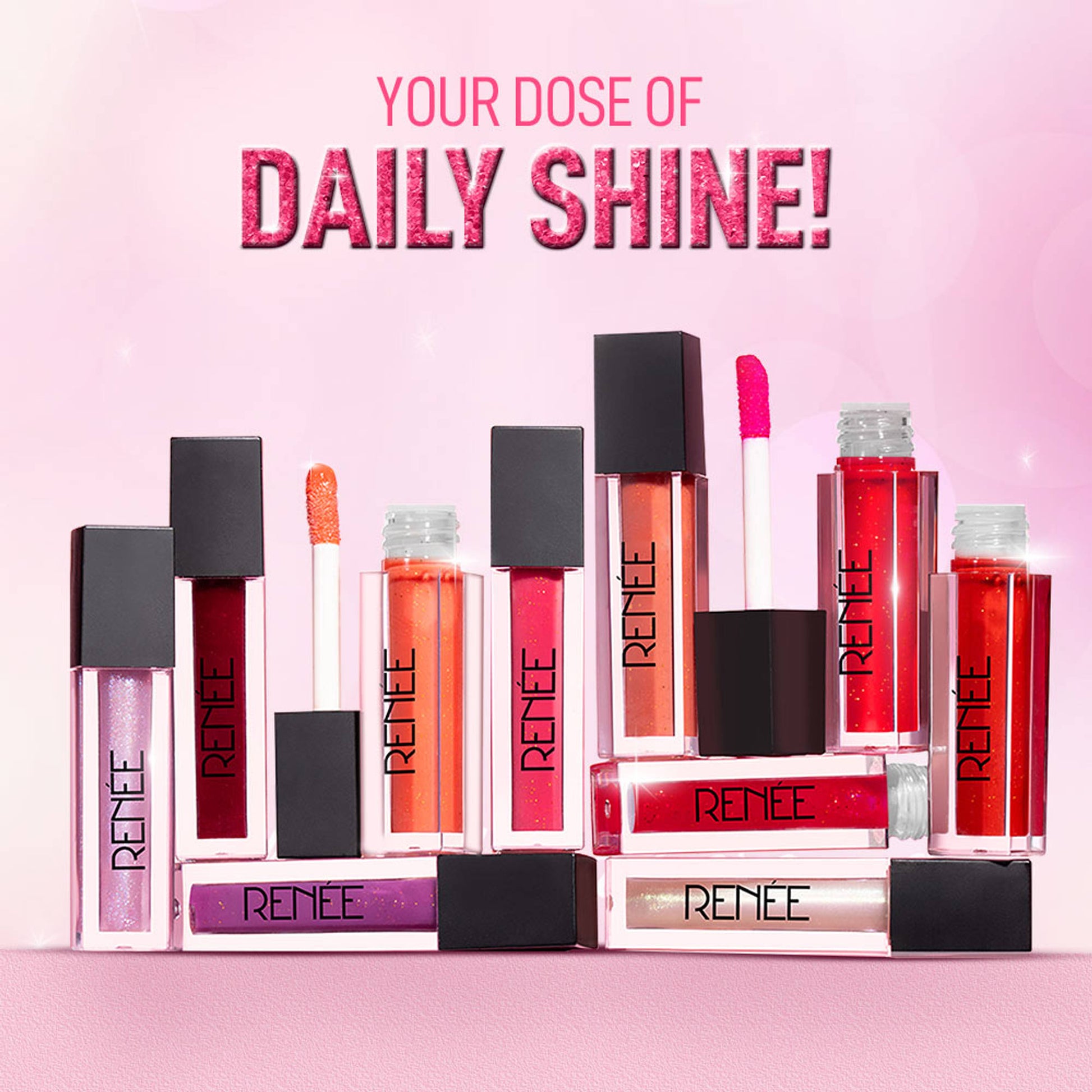 RENEE Shine Forever Lip Gloss Combo, Non Sticky, Moisturizing Effect, Gift for her - Pack of 10