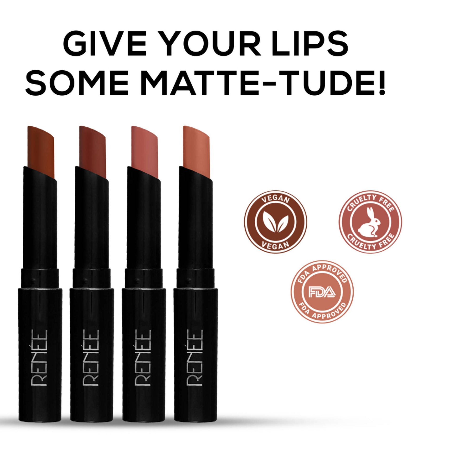 RENEE Very Matte Lipstick Combo of 4 - Nudes
