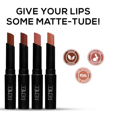 RENEE Very Matte Lipstick Combo of 4 - Nudes