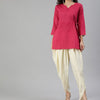 Indyancart IE Women Pink Woven Design Top with Dhoti Pants