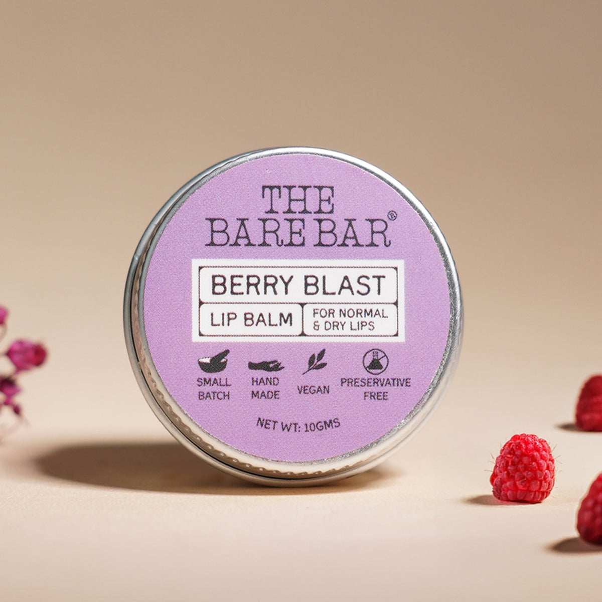 The Bare Bar Berry Blast Lip Balm - Buttery Moisture for Pigmented, Dry Lips - Berry Blast