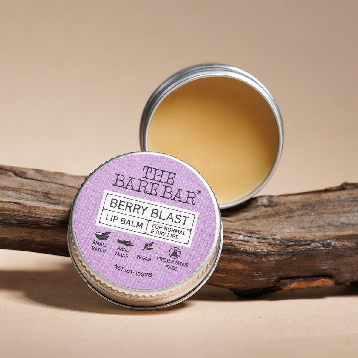 The Bare Bar Berry Blast Lip Balm - Buttery Moisture for Pigmented, Dry Lips - Berry Blast