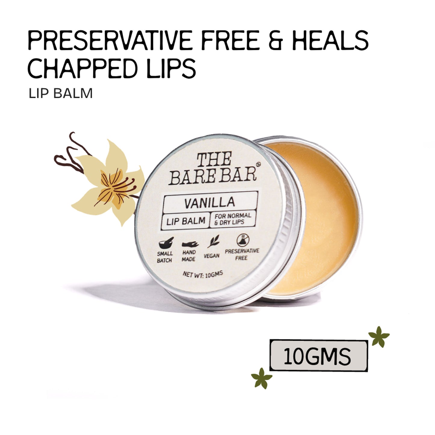 The Bare Bar Berry Blast Lip Balm - Buttery Moisture for Pigmented, Dry Lips - Vanilla