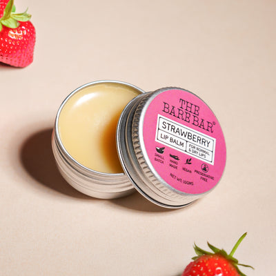 The Bare Bar Berry Blast Lip Balm - Buttery Moisture for Pigmented, Dry Lips - Strawberry