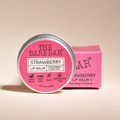 The Bare Bar Berry Blast Lip Balm - Buttery Moisture for Pigmented, Dry Lips - Strawberry