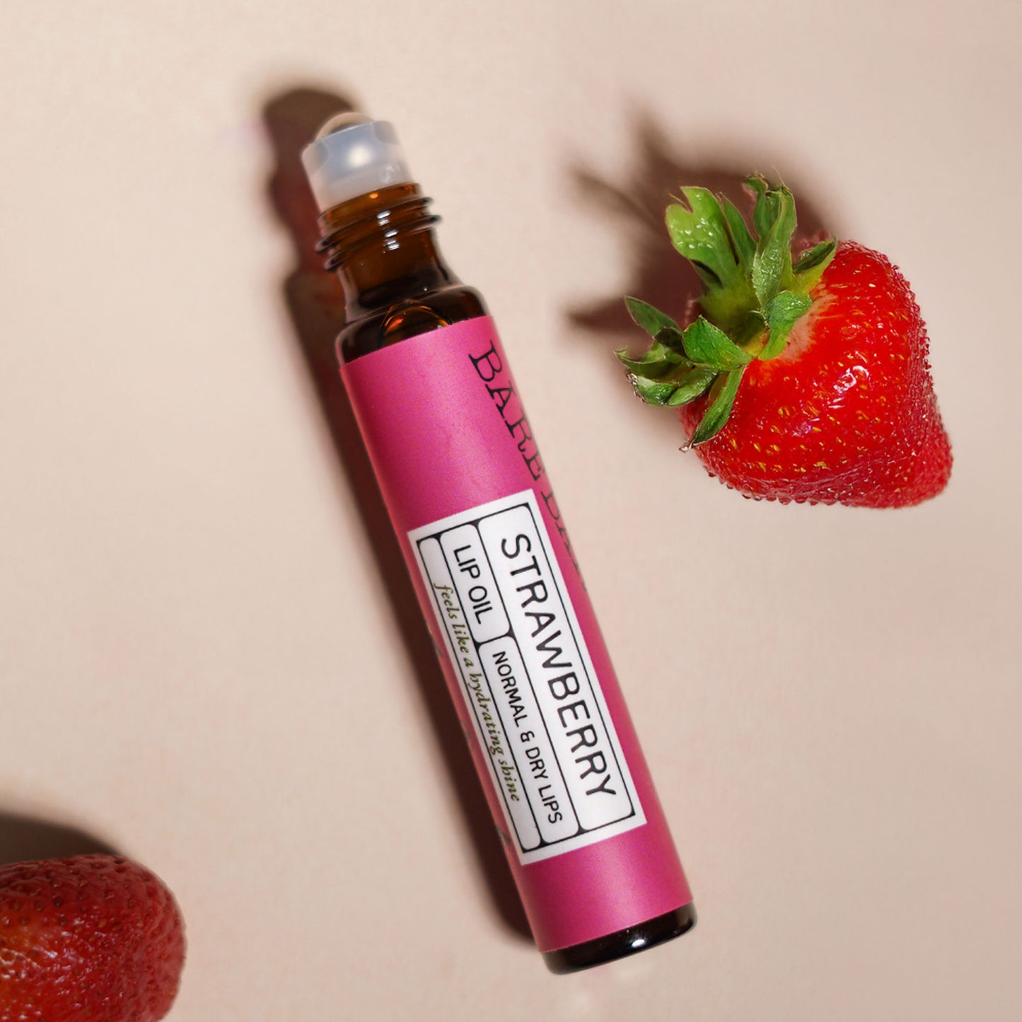 The Bare Bar Strawberry Lip Oil - Jojoba & Coconut Oils for Smooth, Soothing Lip Care
