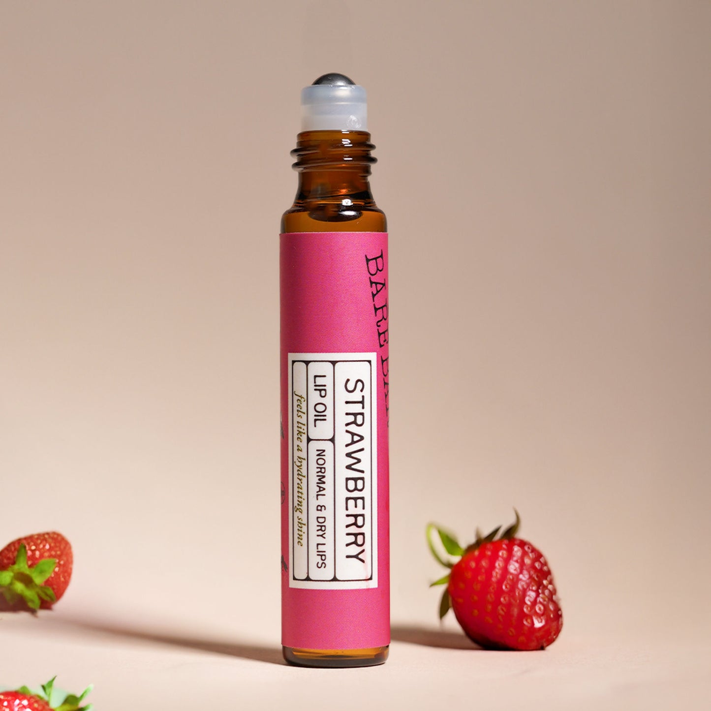 The Bare Bar Strawberry Lip Oil - Jojoba & Coconut Oils for Smooth, Soothing Lip Care