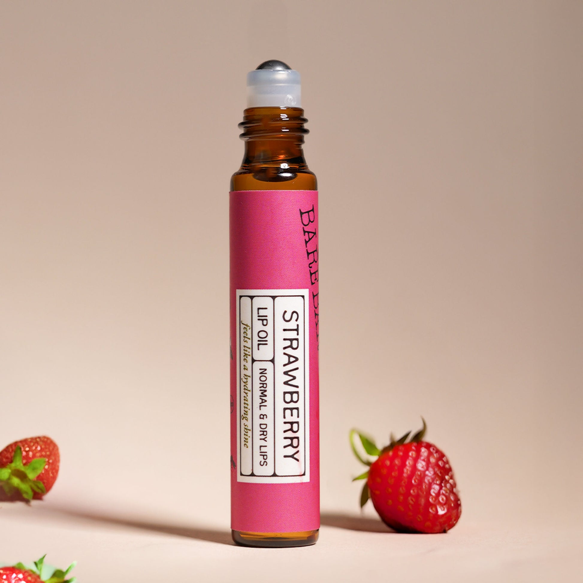 The Bare Bar Strawberry Lip Oil - Jojoba & Coconut Oils for Smooth, Soothing Lip Care