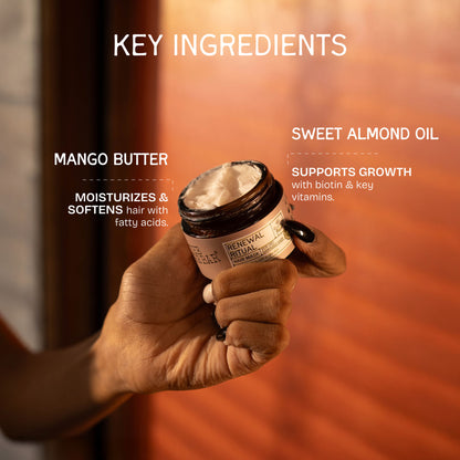 The Bare Bar Renewal Rituals Hair Mask - Deeply Hydrates & Repairs Dry, Damaged Hair Naturally