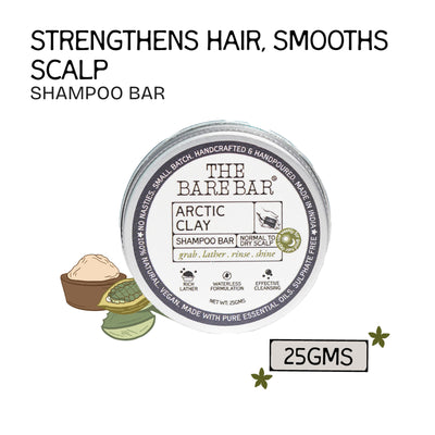 The Bare Bar Arctic Clay Shampoo Bar - Detoxifies Scalp, Boosts Volume & Locks in Moisture