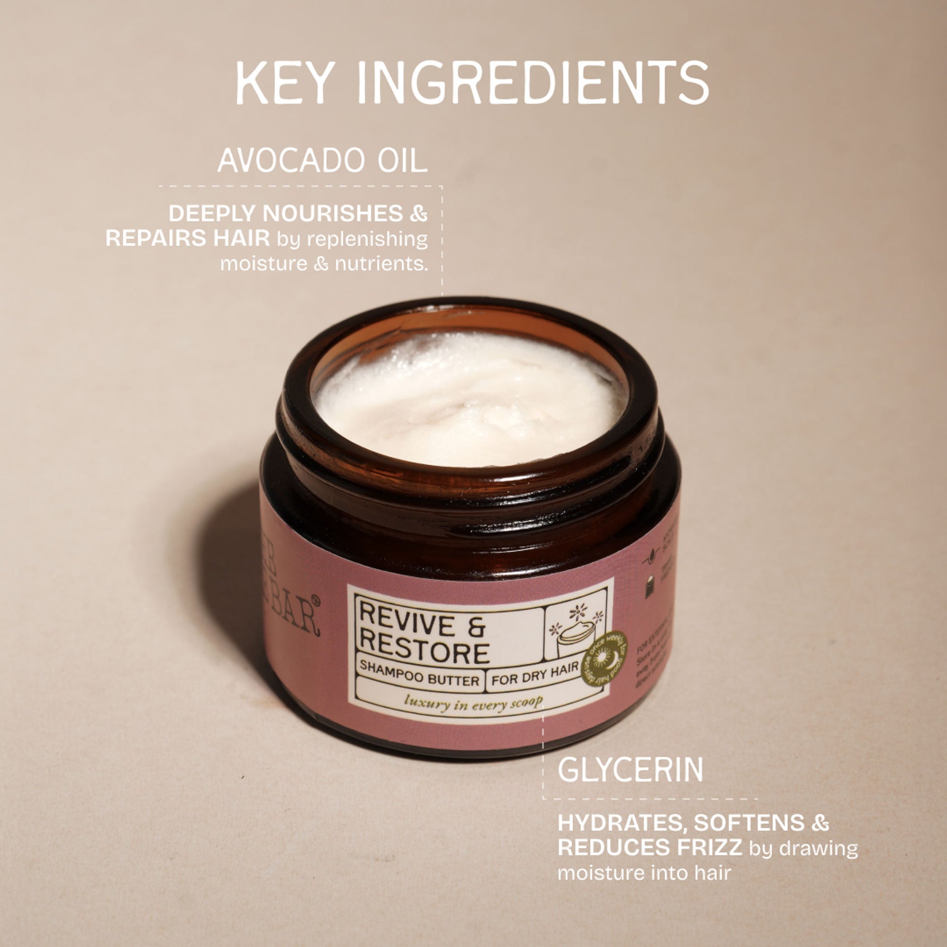 The Bare Bar Revive & Restore Shampoo Butter - Intense Hydration, Frizz Control & Hair Repair