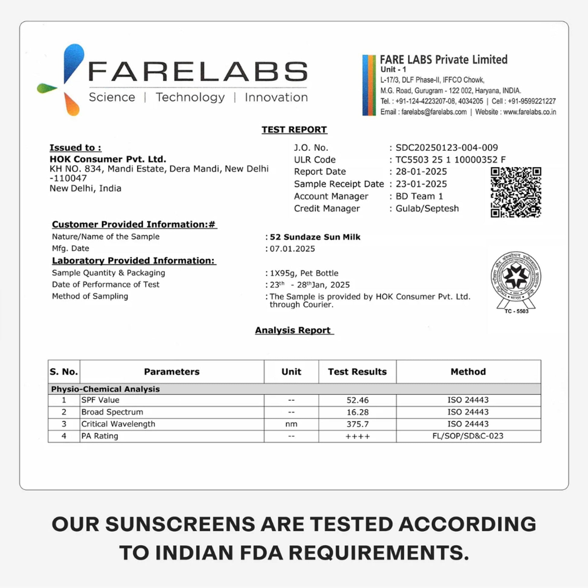 52 Sundaze Sun Milk Crème SPF 50+ PA++++ Sunscreen for Oily Skin
